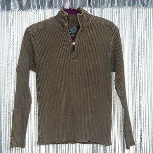 Oscar De La Renta thick knit zip front sweater 100% cotton size small